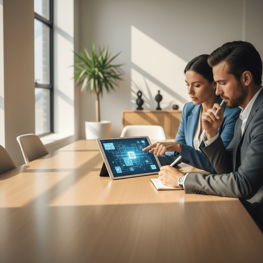 Technology consulting meeting with AI strategy review